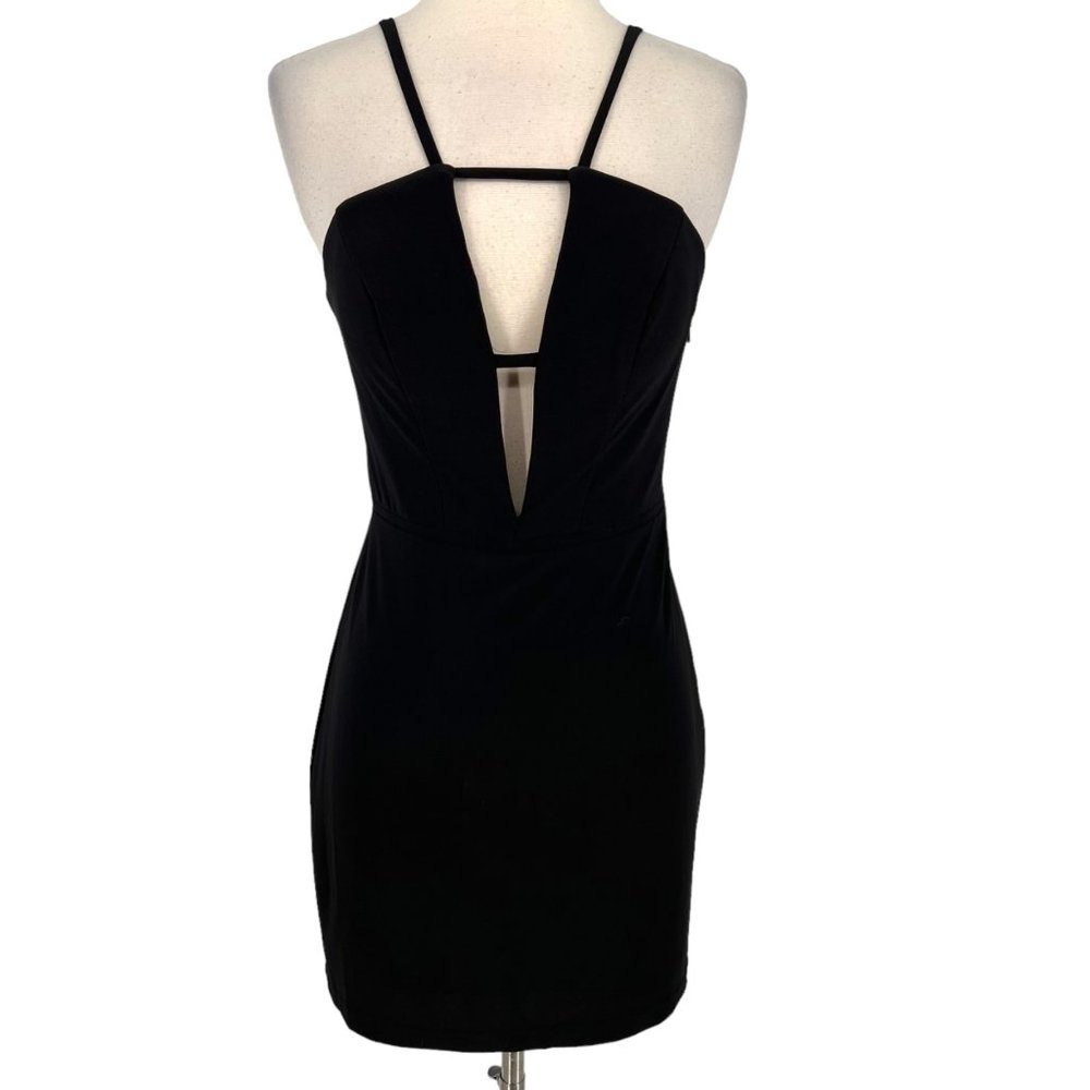 Faviana Strappy Mini Bodycon Jersey Dress Black Size 2 NWT